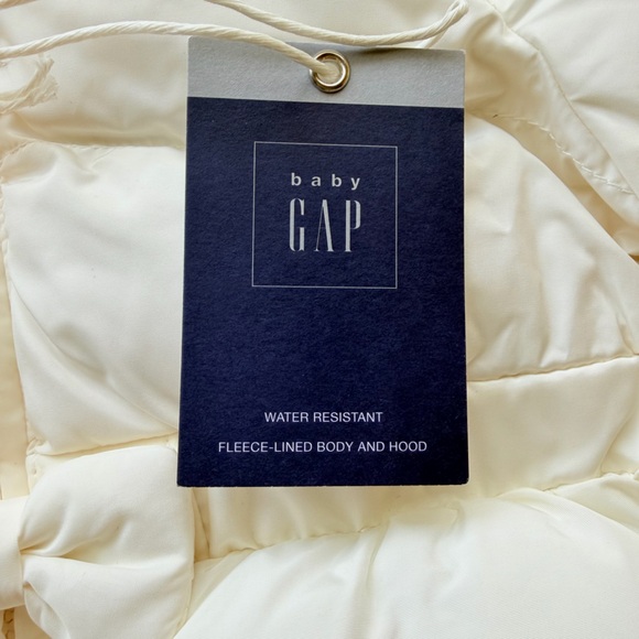 Baby GAP Off-White Hooded Puffer Jacket with Bow 0-6 months - Picture 4 of 11